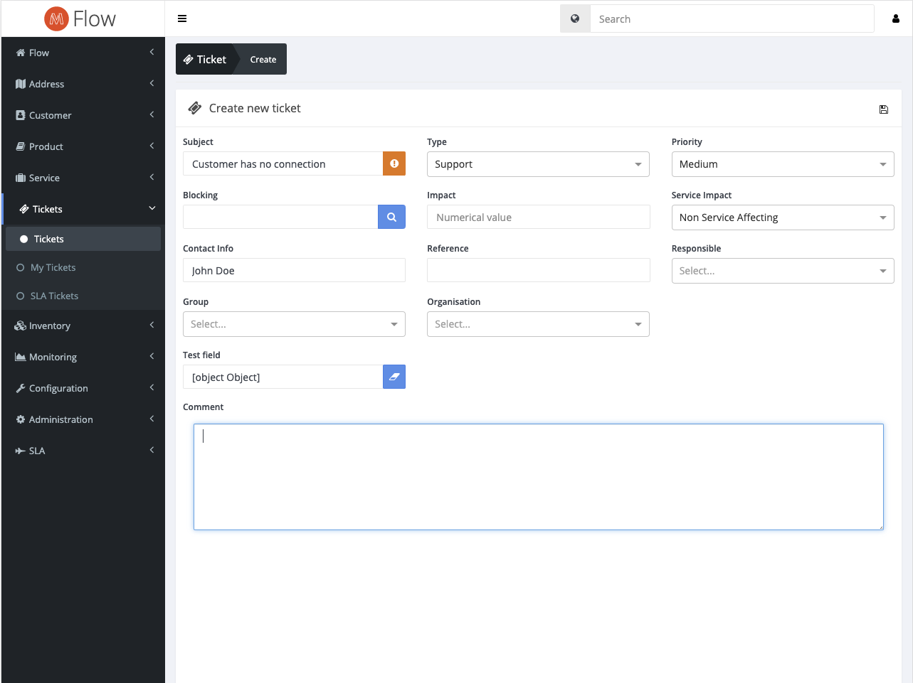 Create Ticket "Create Ticket"